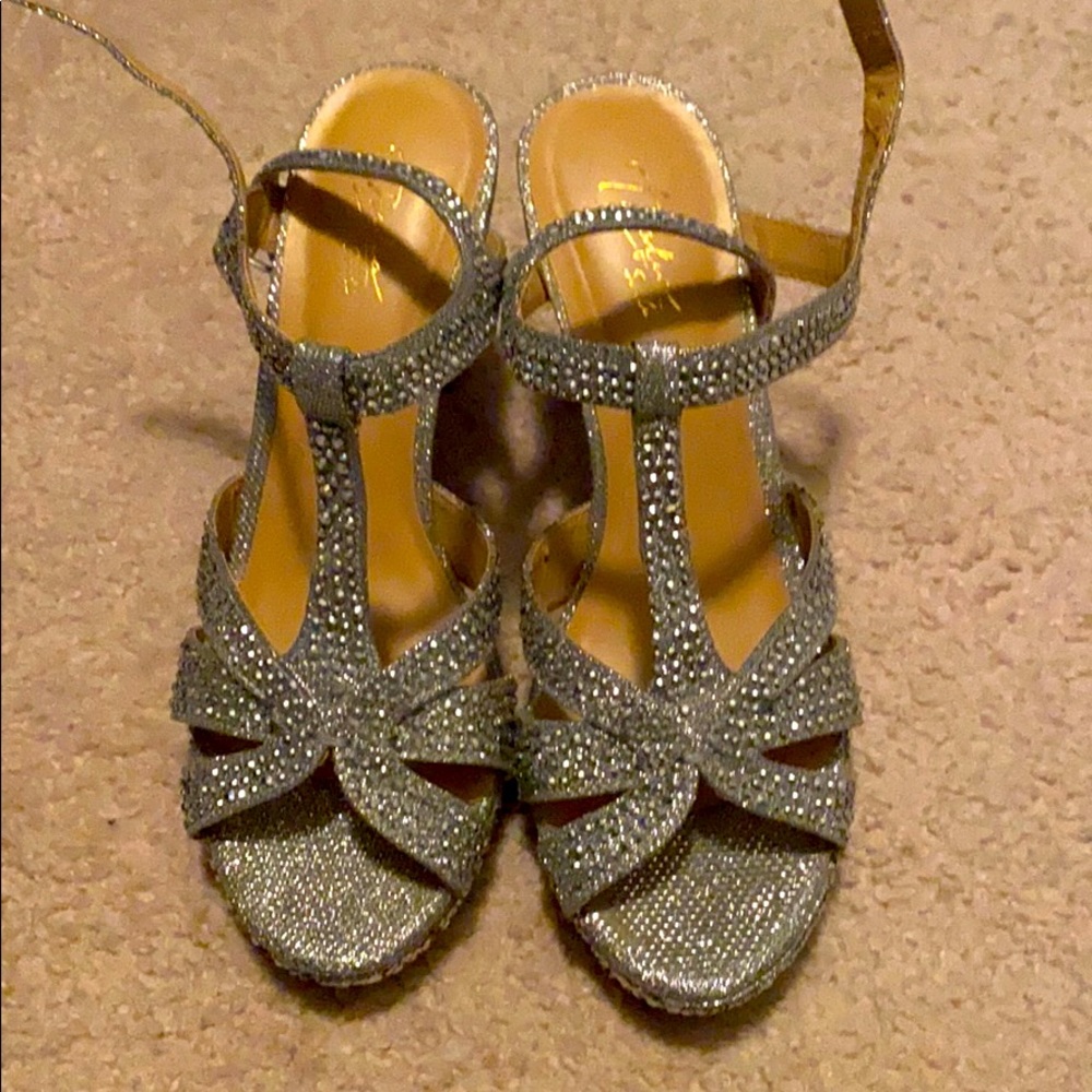 Sparkly silver heels